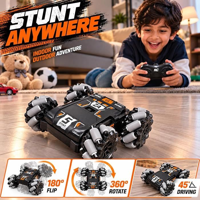 Remote Control Drift Stunt Car Toy | 4×4 with USB Rechargeable Battery | 1:16 Scale, Double Sided High Speed 360° Rotating, 180° Flip Action with 100ft Range | BIS Approved for Kids 3–12 Yrs view 2