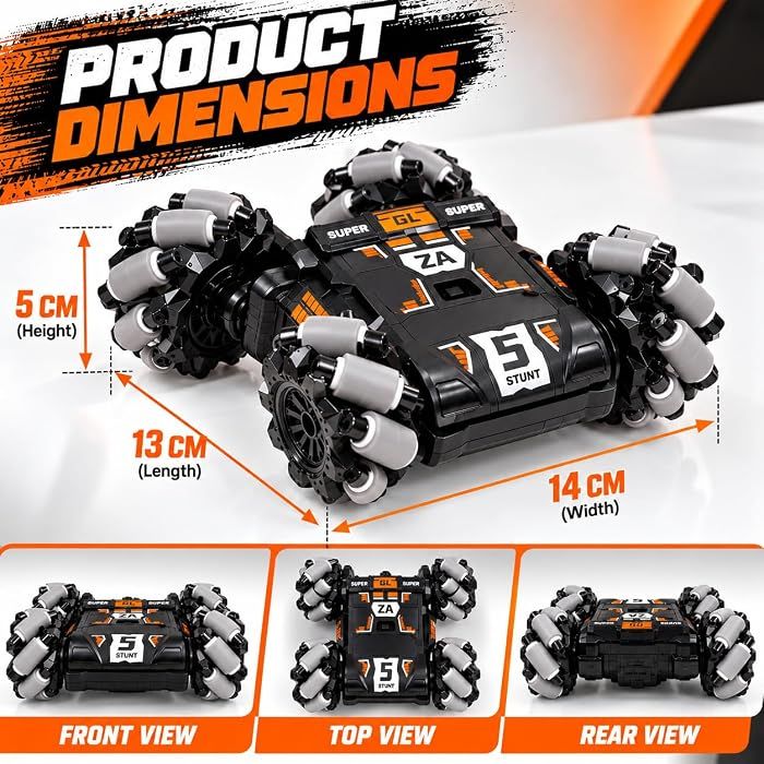 Remote Control Drift Stunt Car Toy | 4×4 with USB Rechargeable Battery | 1:16 Scale, Double Sided High Speed 360° Rotating, 180° Flip Action with 100ft Range | BIS Approved for Kids 3–12 Yrs view 8