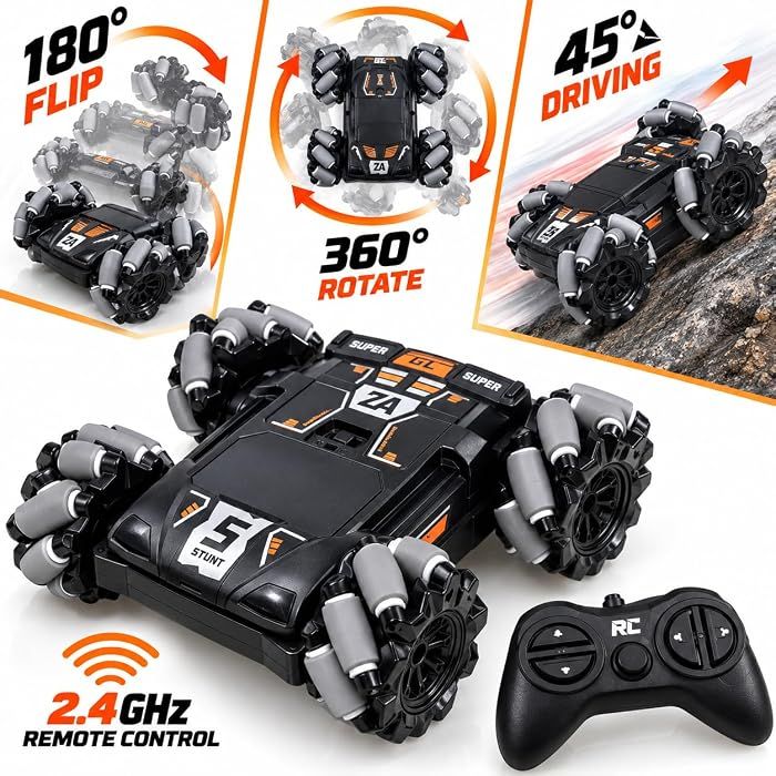 Remote Control Drift Stunt Car Toy | 4×4 with USB Rechargeable Battery | 1:16 Scale, Double Sided High Speed 360° Rotating, 180° Flip Action with 100ft Range | BIS Approved for Kids 3–12 Yrs view 4
