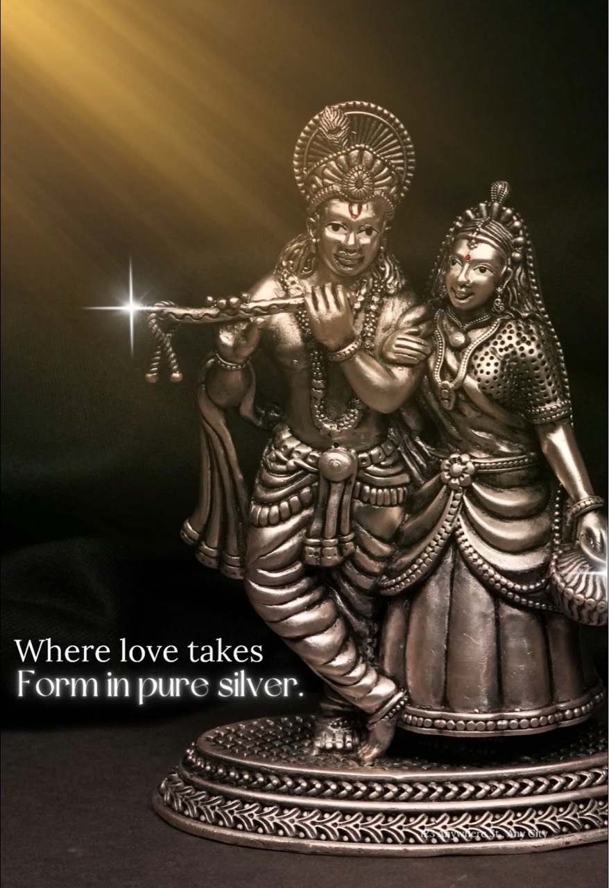 Silver Krishna Idol view 2