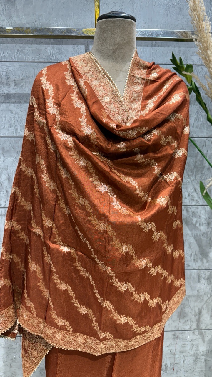 Embroidered Unstitched Silk Salwar Suit view 3