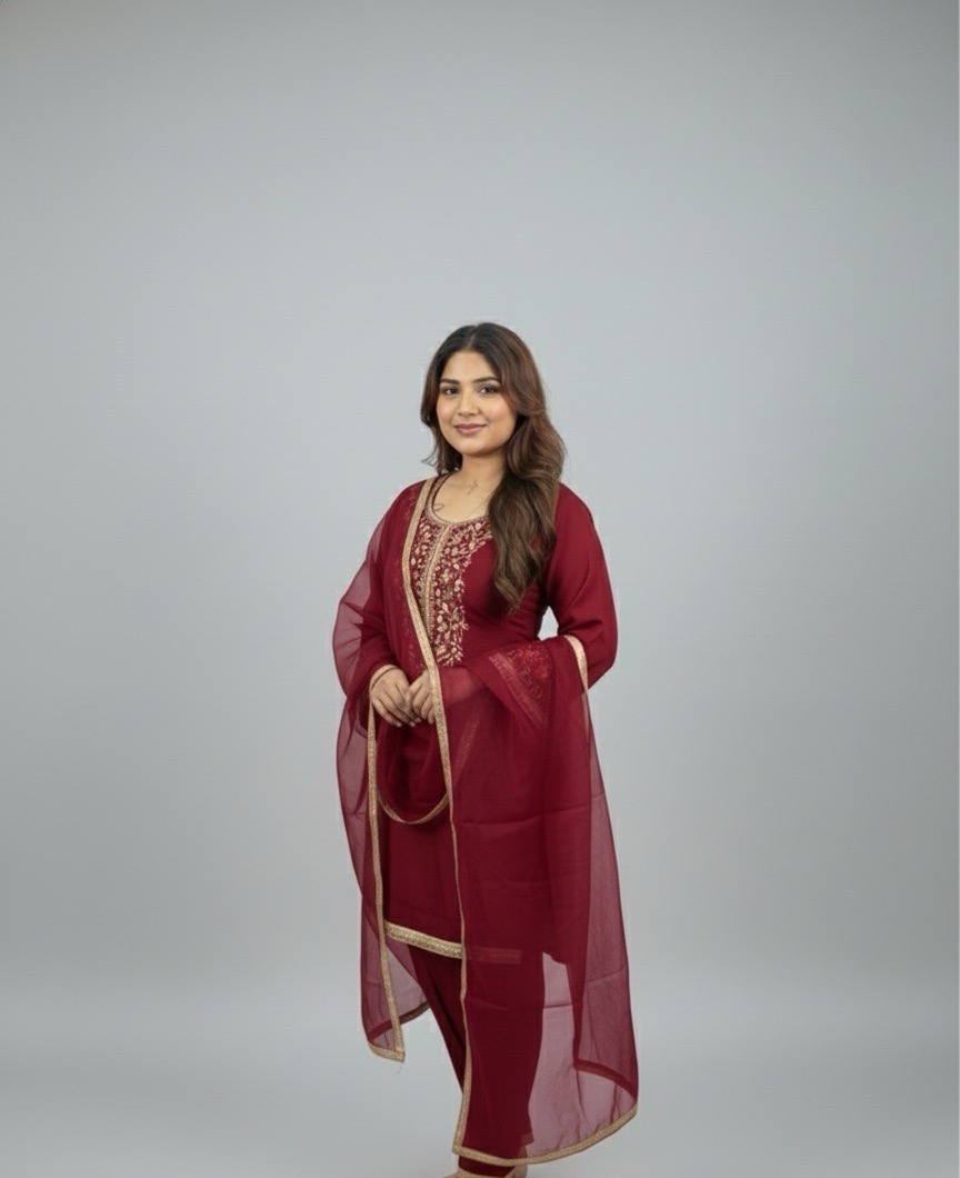 Embroidered Maroon Salwar Kameez