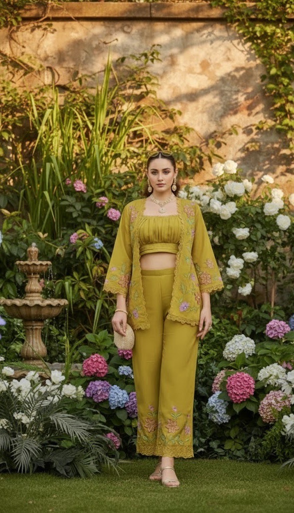 Embroidered Palazzo Suit Set