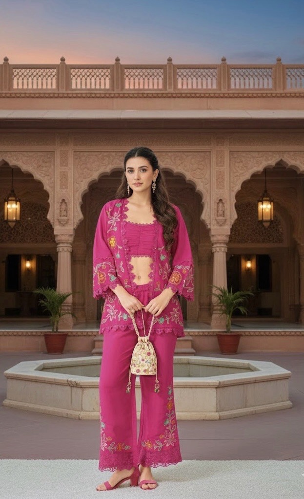 Embroidered Pink Ethnic Suit