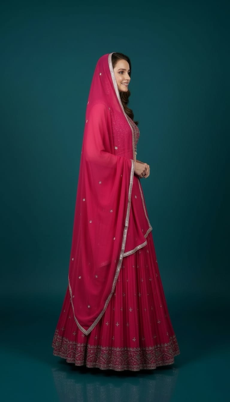Zari N Zest Pink Embellished Lehenga view 2