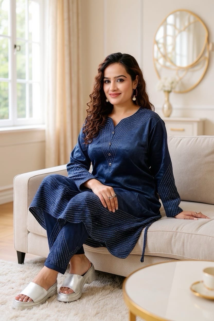 Navy Blue Kurta Set