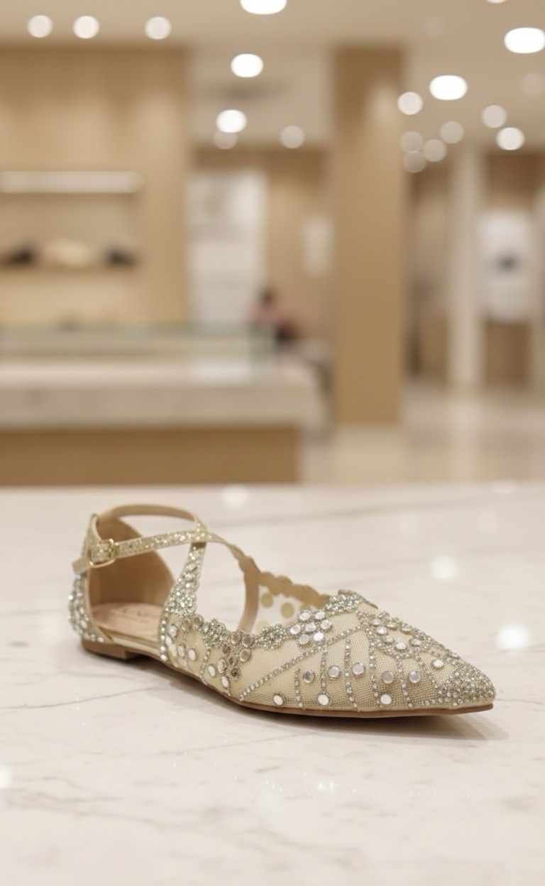 Embellished Beige Flats