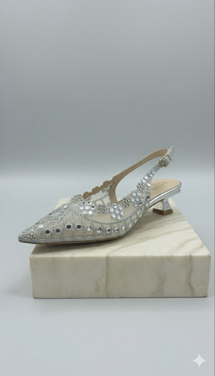Embellished Kitten Heel Slingbacks