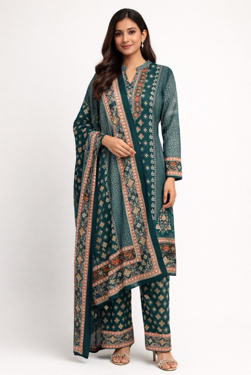 Teal Embroidered Salwar Suit