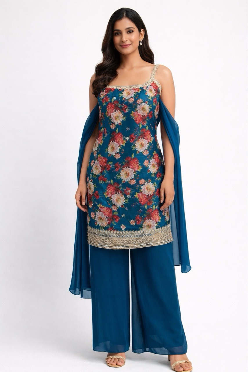 Floral Embellished Tunic Set