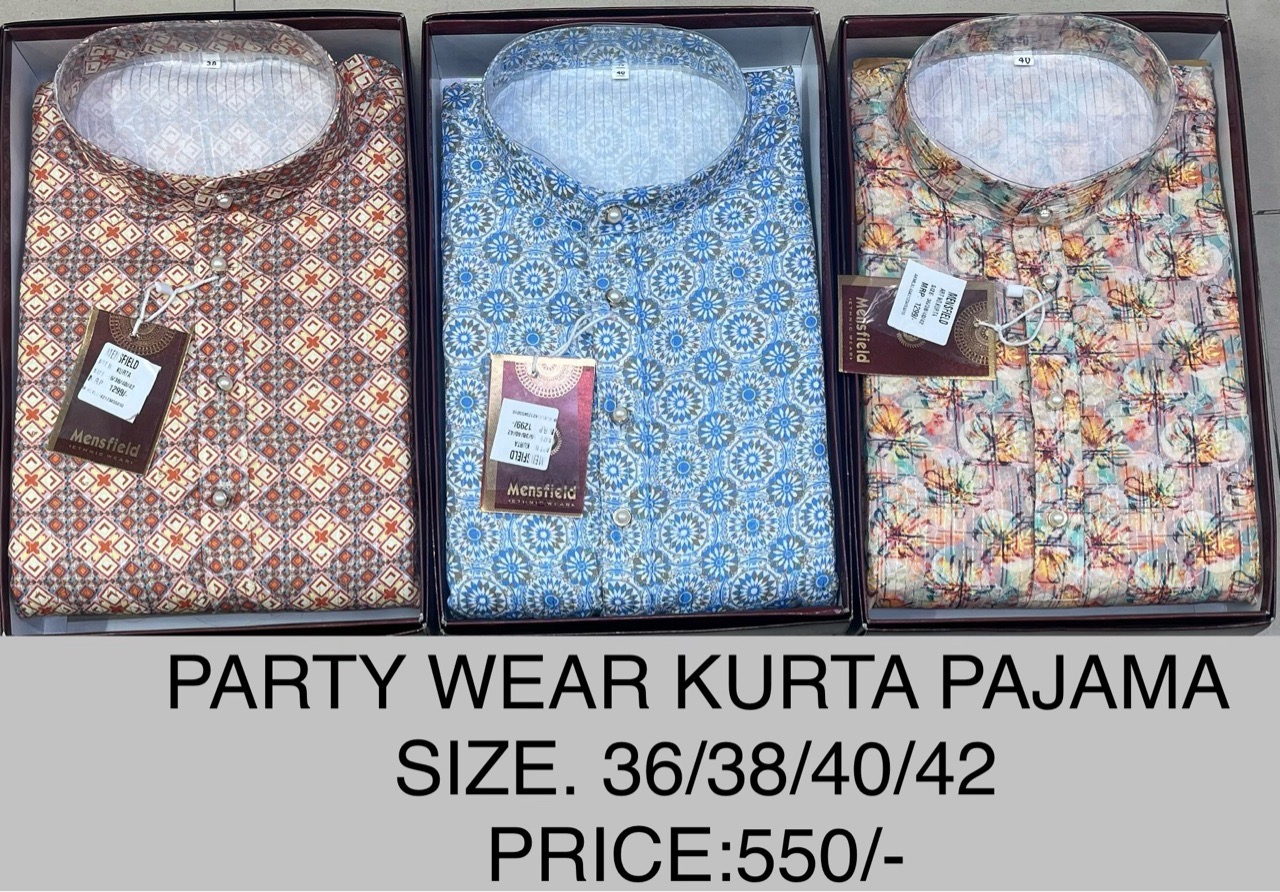 Mensfield Party Wear Kurta Pajama Crosrt