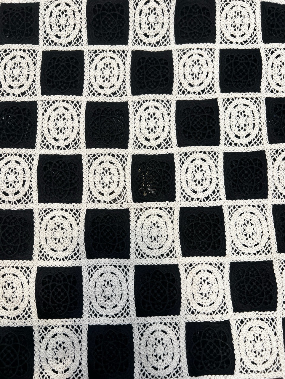 FACR6019 Crochet Lace Fabric - Black and White view 2