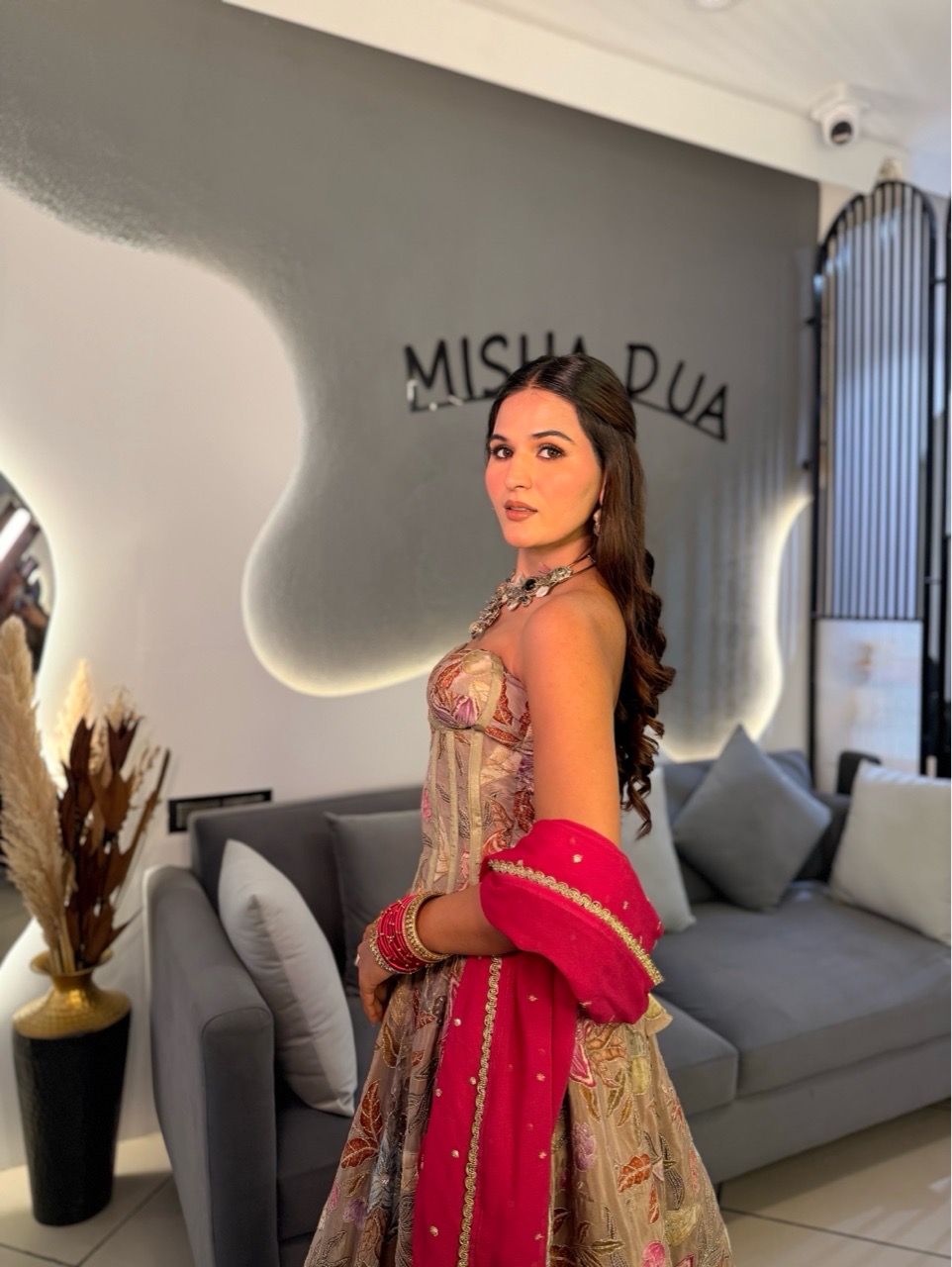 ‘Gulzar’ Corset Lehenga- Grey view 4