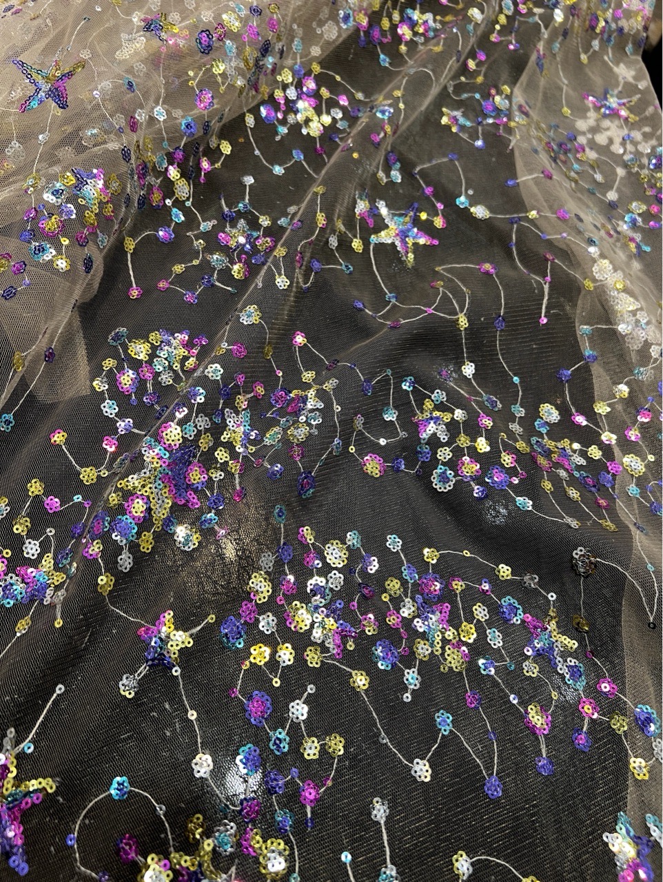 FASQ24 Sequin Floral Embellished Fabric view 2