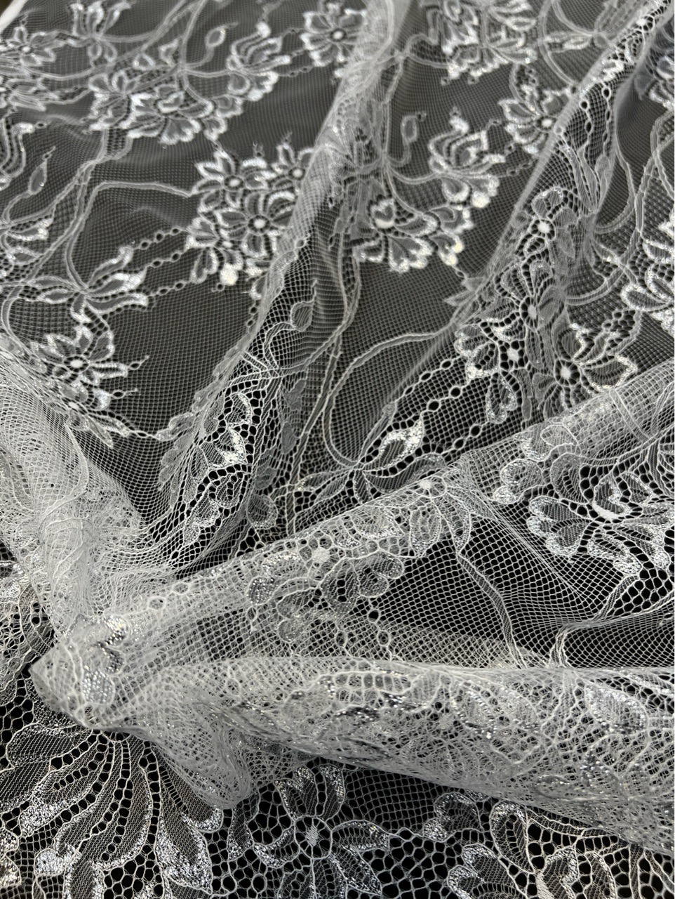 FACP1015, 150 X 150 CMS Chantilly Lace SILVER Panel view 2