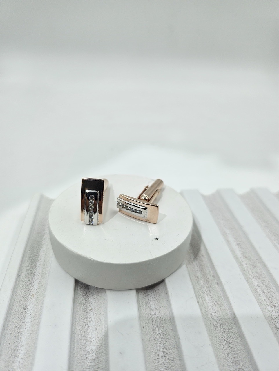Silver Rose Gold Polish  Men’s Cufflinks