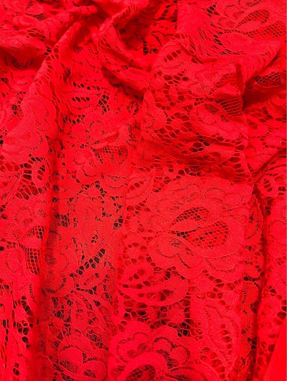 FALC119 Red Chantilly Lace Fabric view 2