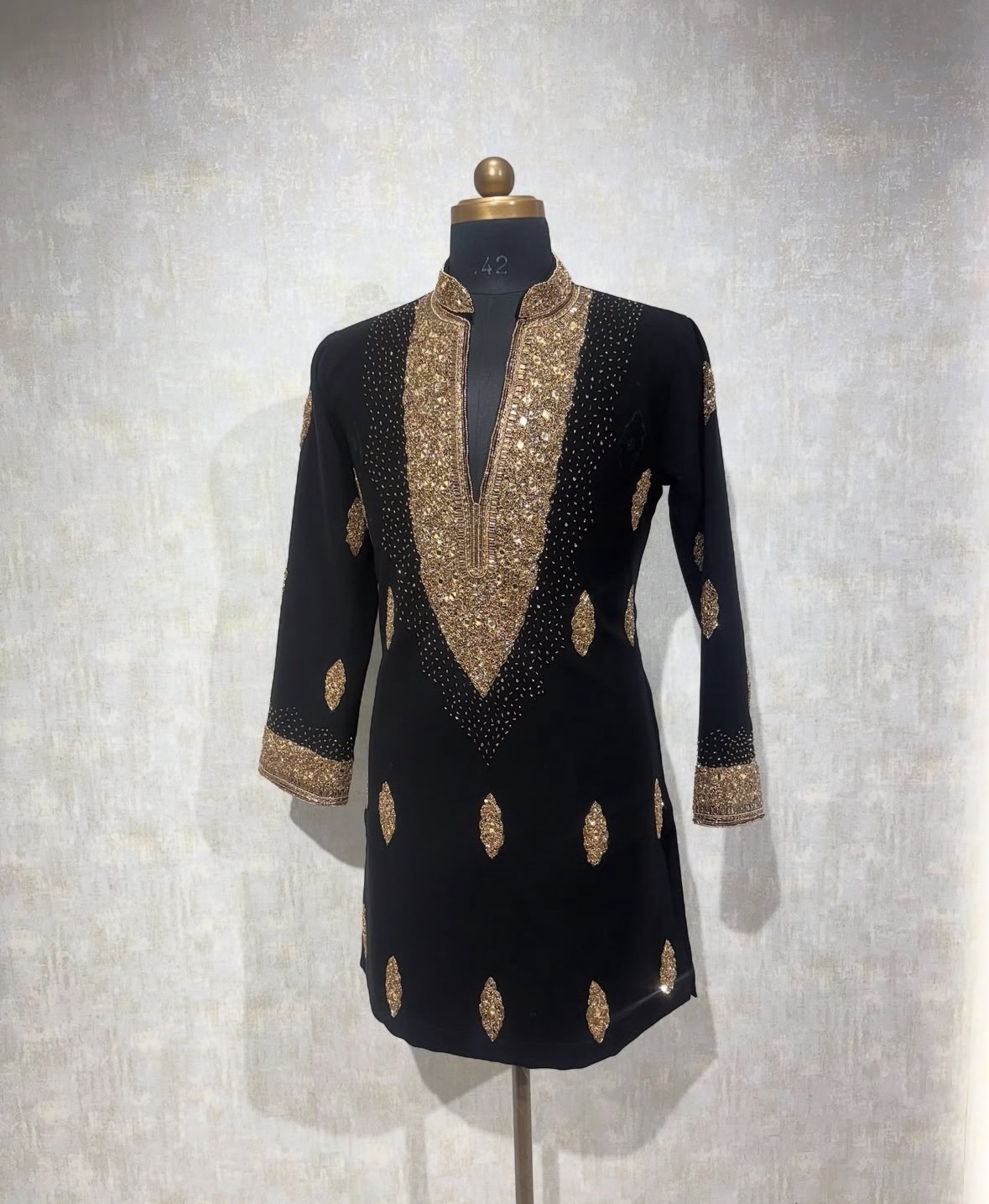 Embroidered Black Kurta view 2