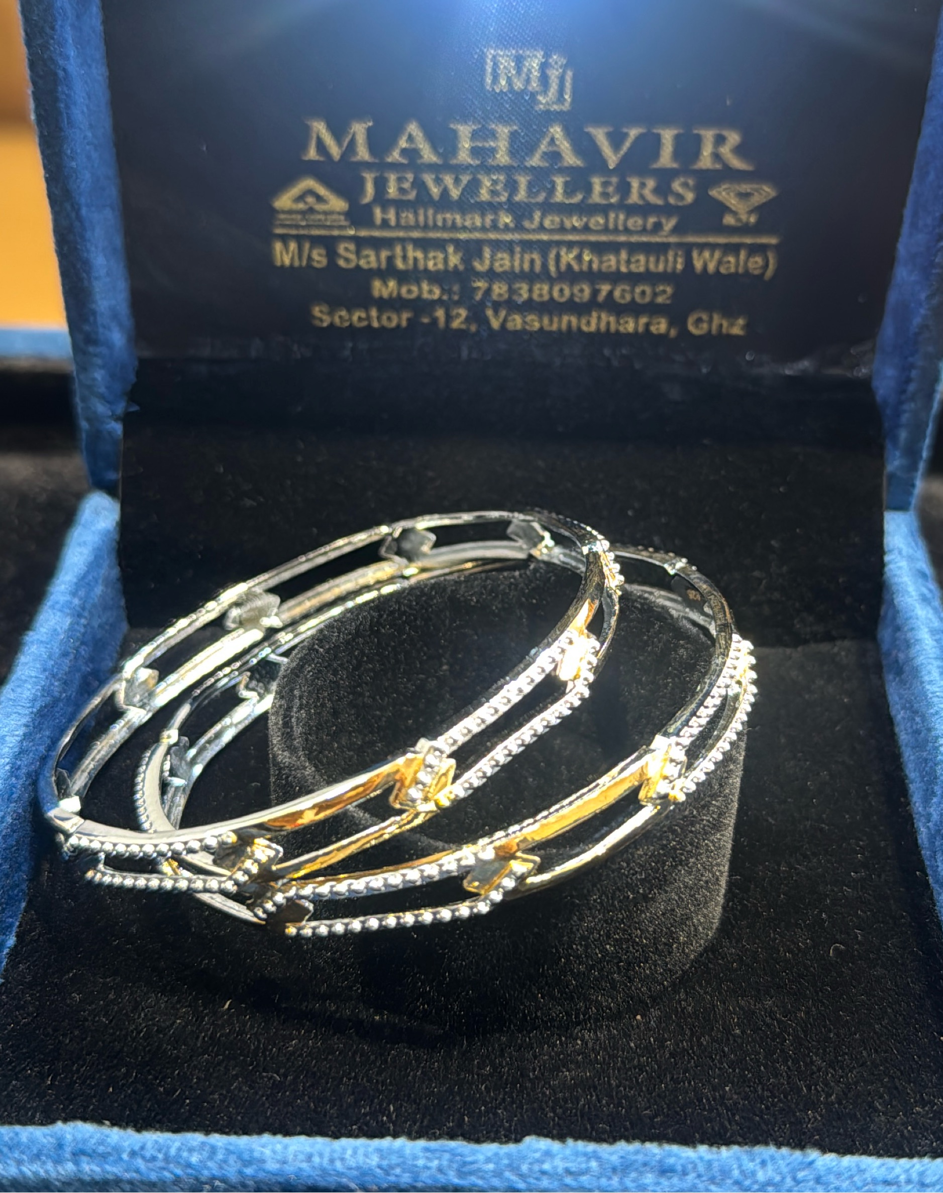 Ladies 92.5 Silver Bangles Golden Plated view 3