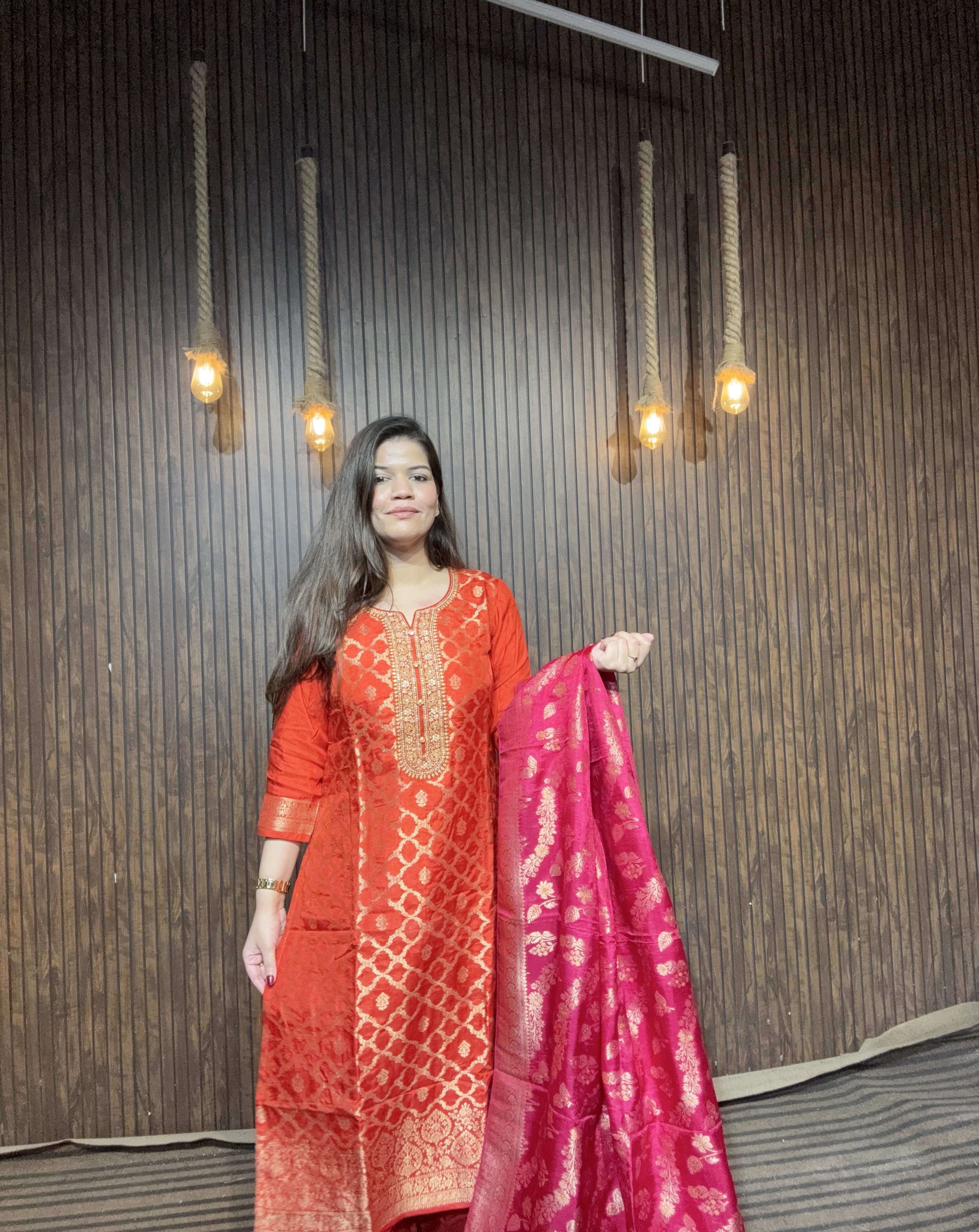 Rust | Pure Banarasi Pant Ethnic Suit By Shruti Ethnic Wear view 4
