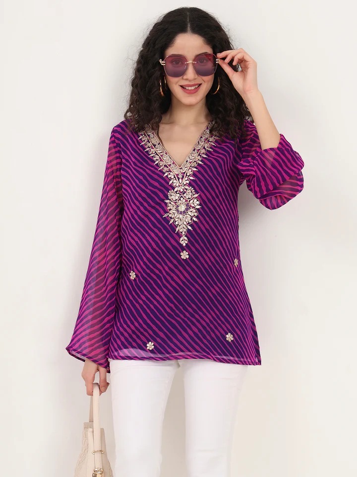 Purple Georgette Short Kurti view 4