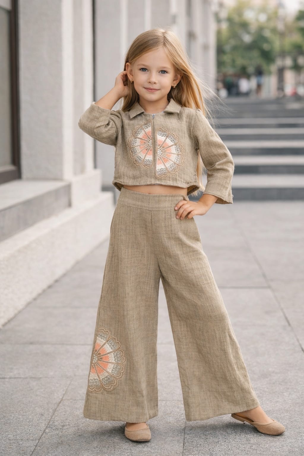 Embroidered Kids Outfit Set view 2