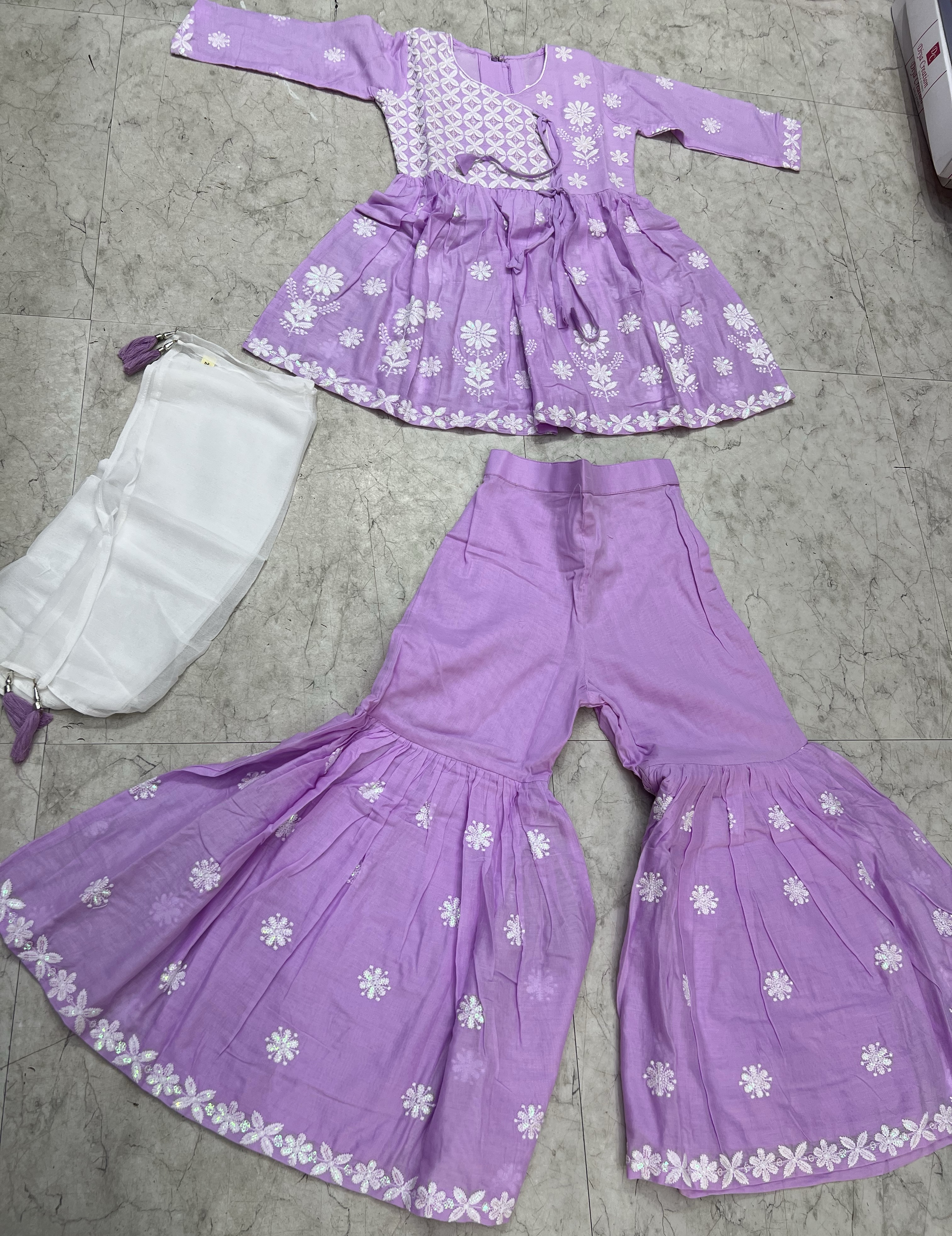 Lavender Embroidered Ethnic Set view 2