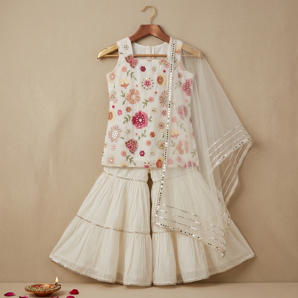 Embroidered Girls Lehenga Set view 2