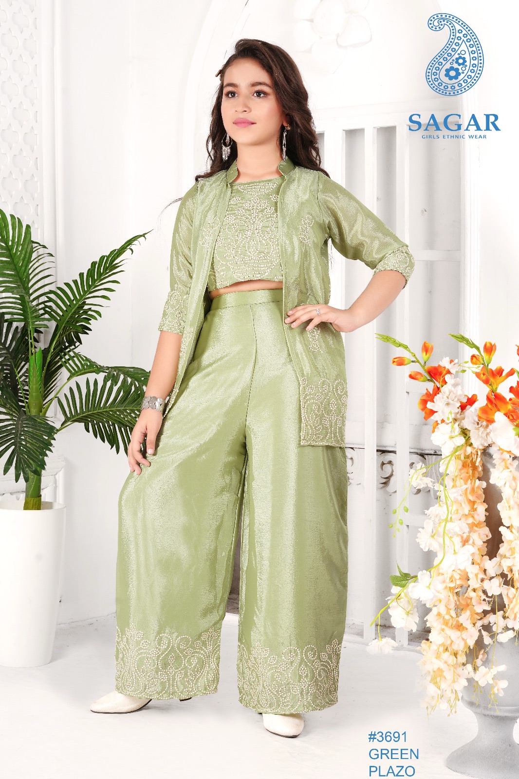 Sagar Green Plazo Set view 2