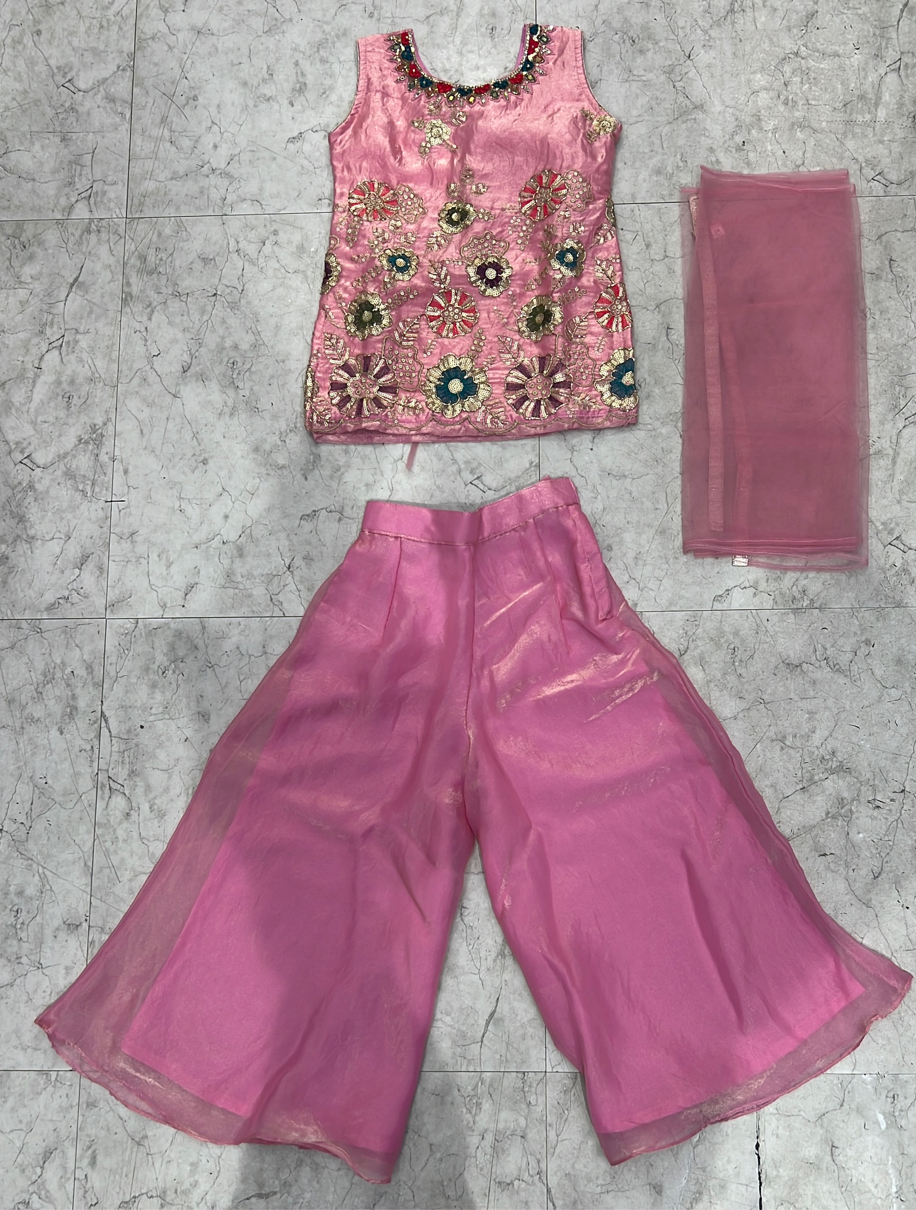 Pink Embroidered Ethnic Set view 2