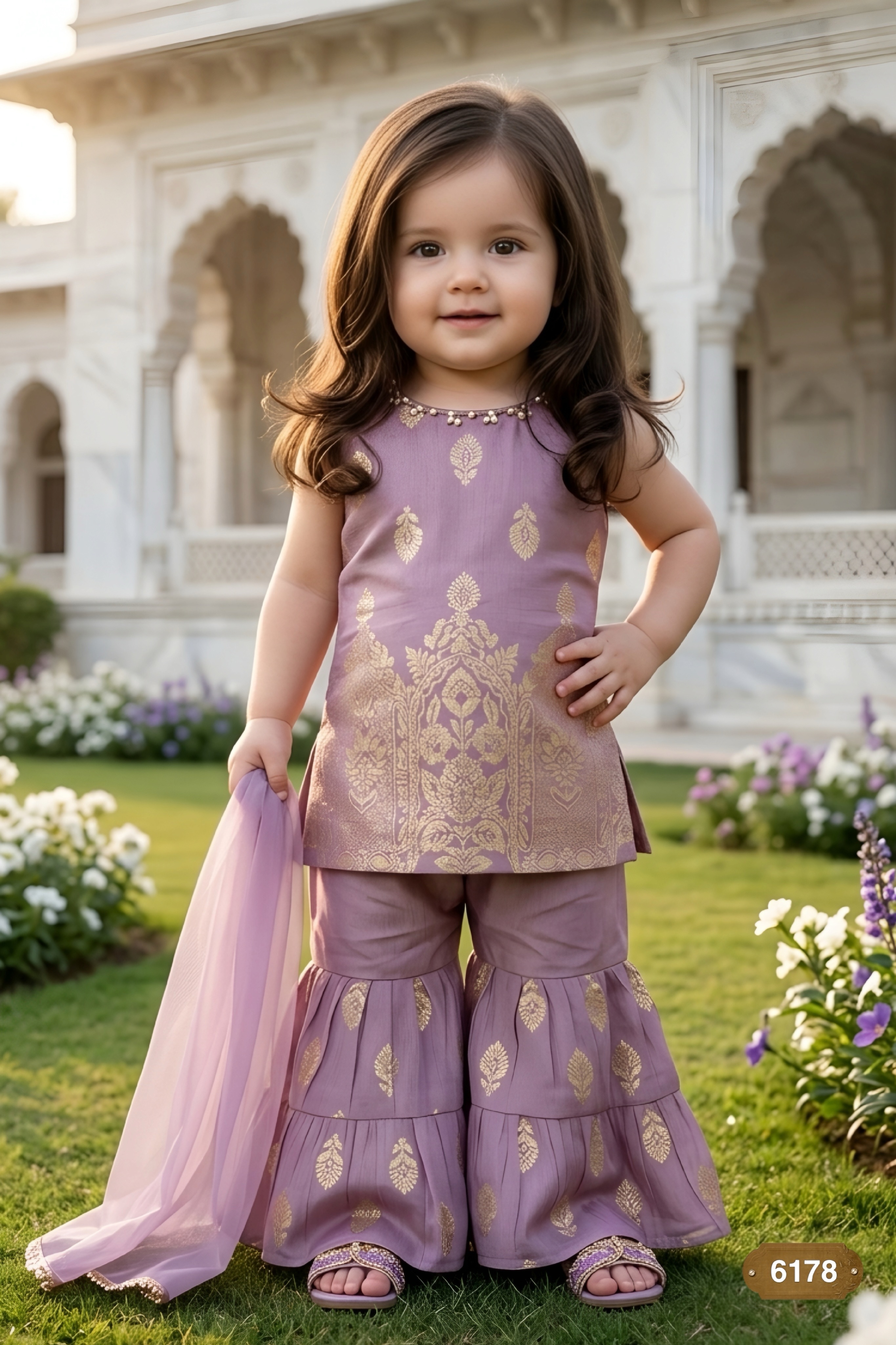 Lilac Embroidered Ethnic Set view 3
