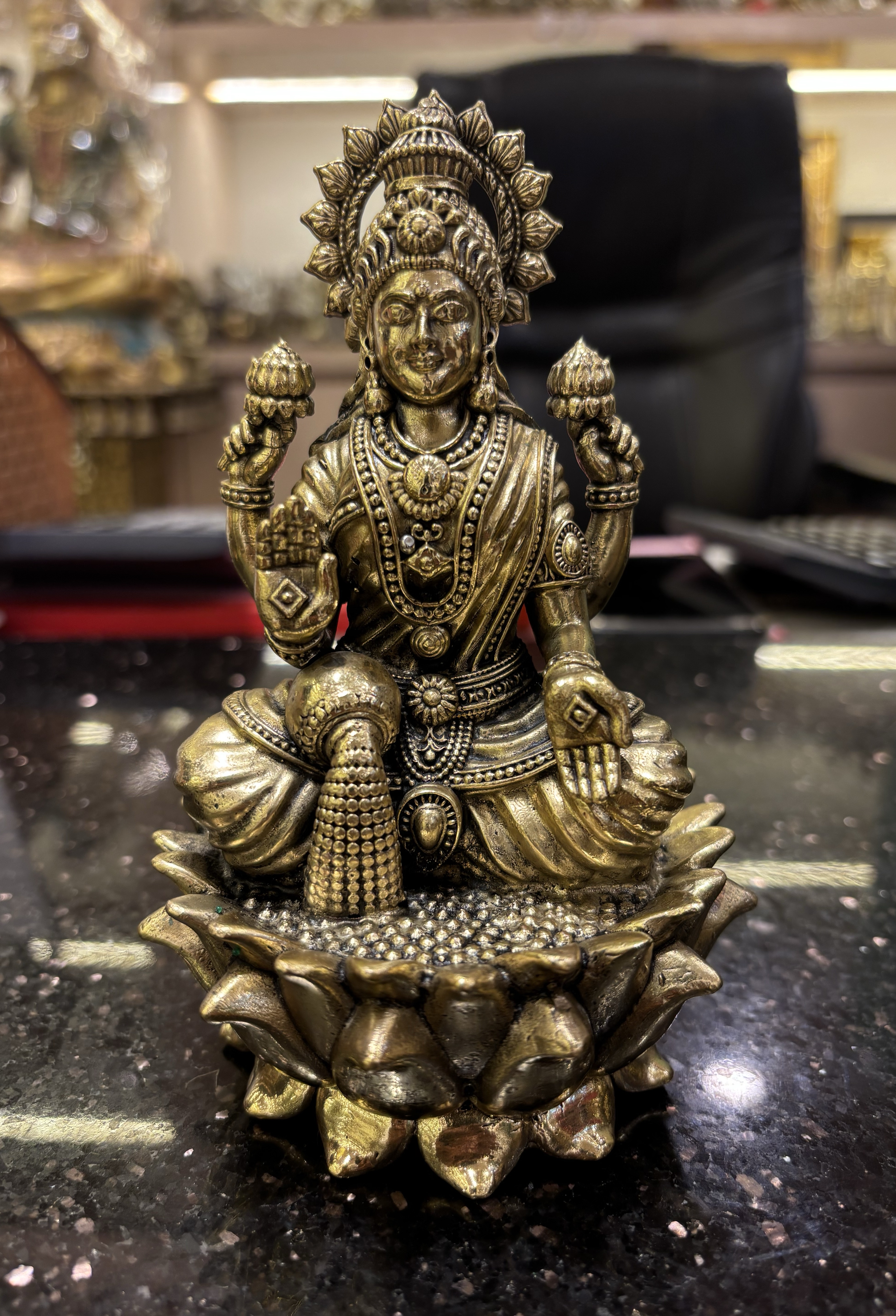 Brass Lakshmi Idol view 2
