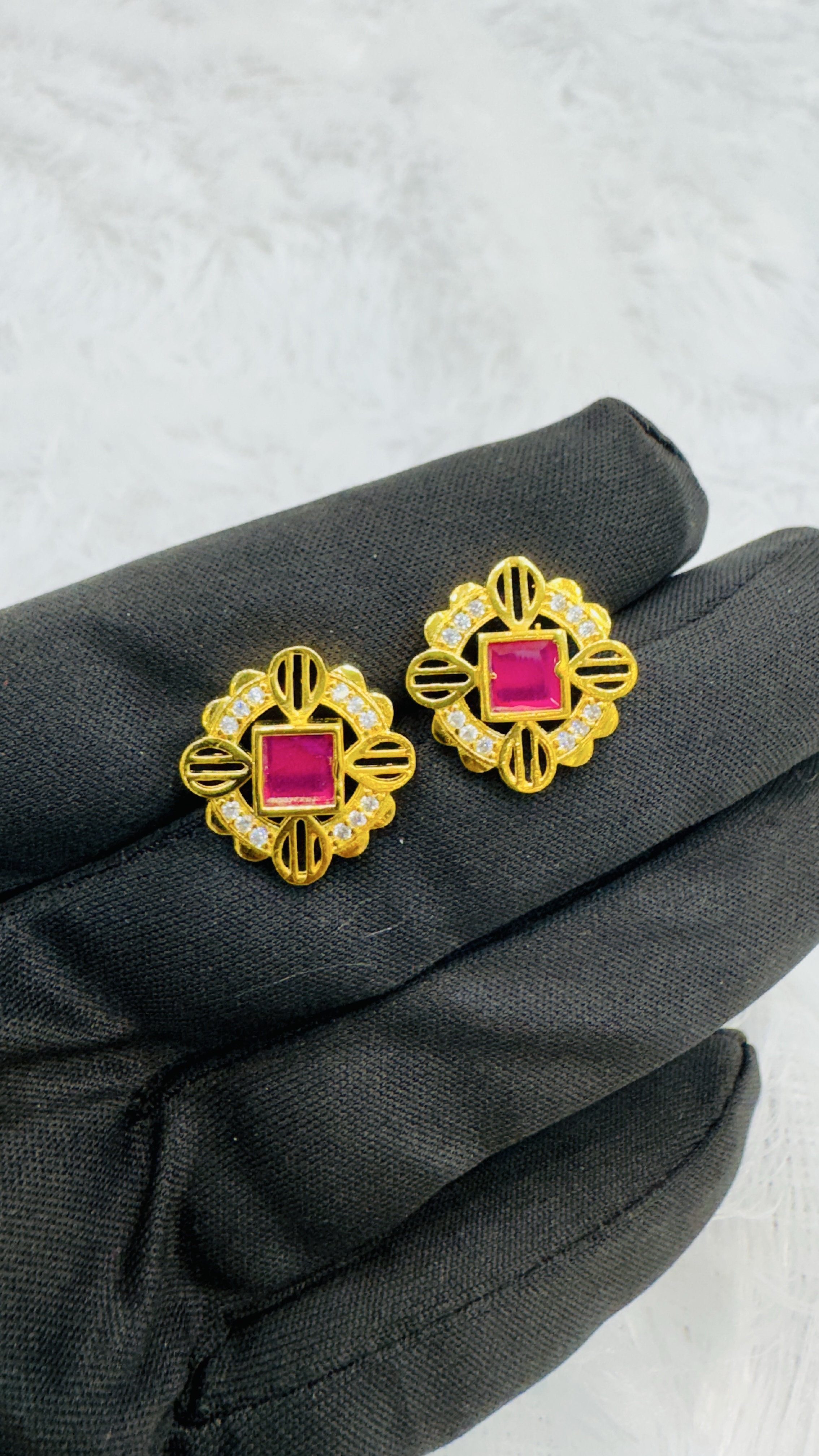 Ruby Gold Earrings view 2