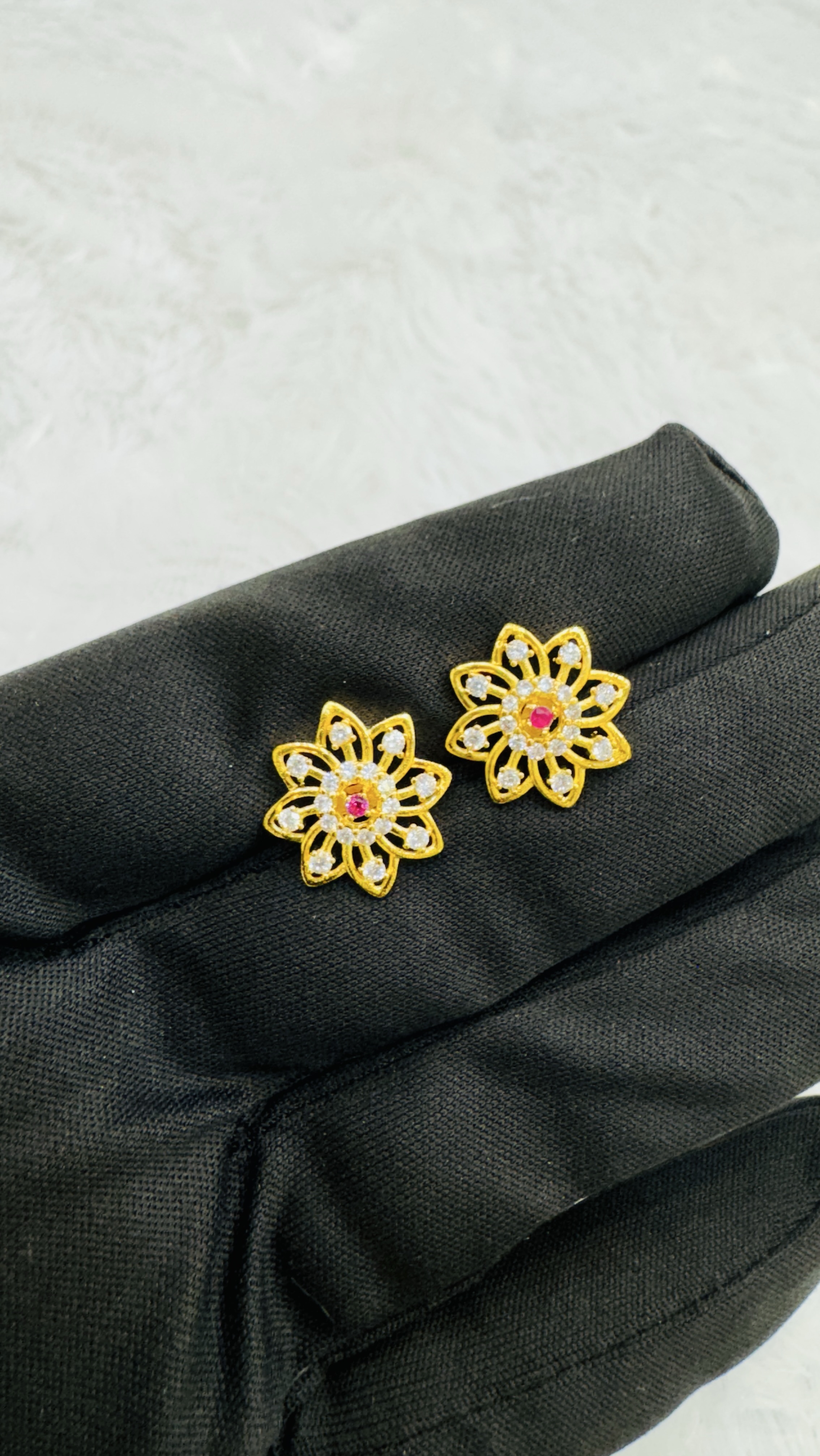 Floral Gold Earrings view 2