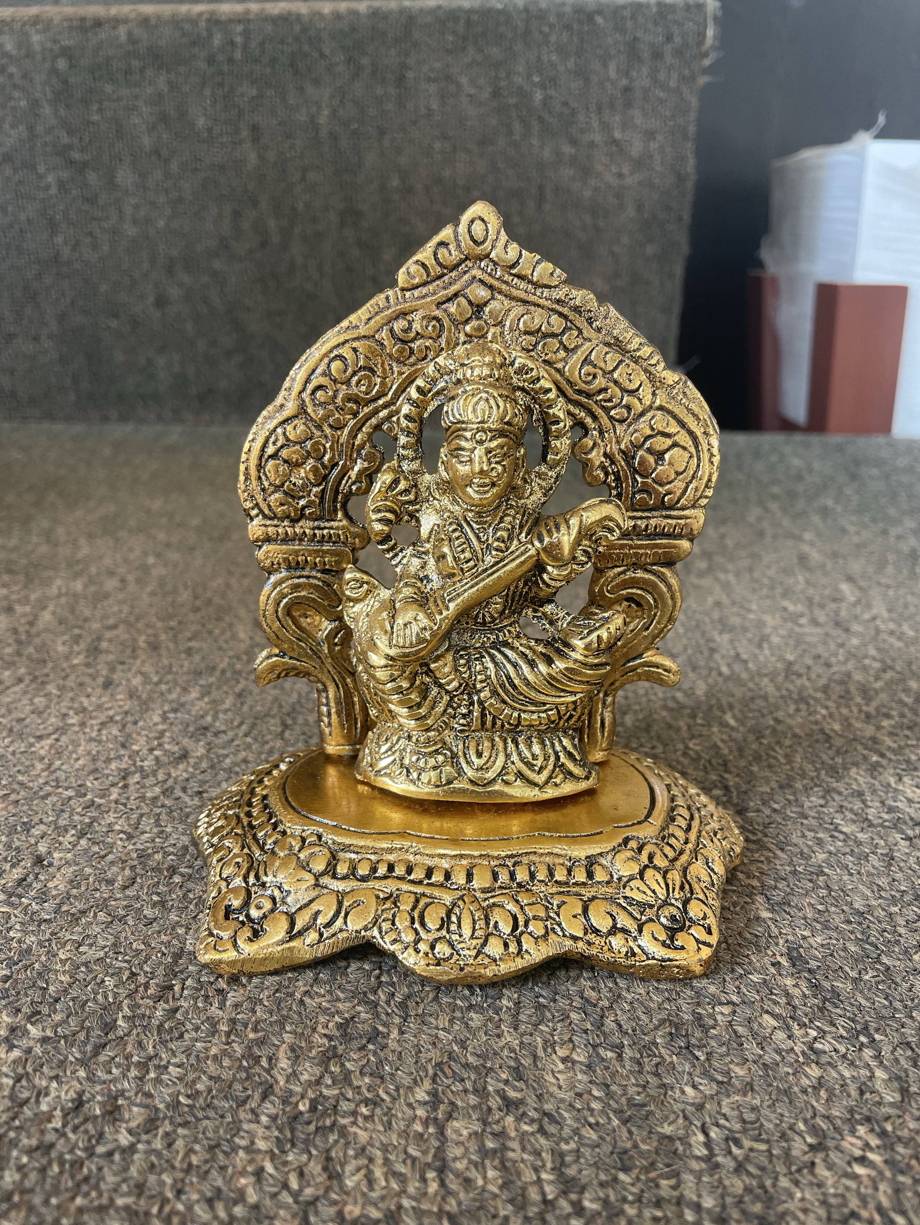 Brass Saraswati Statue view 2