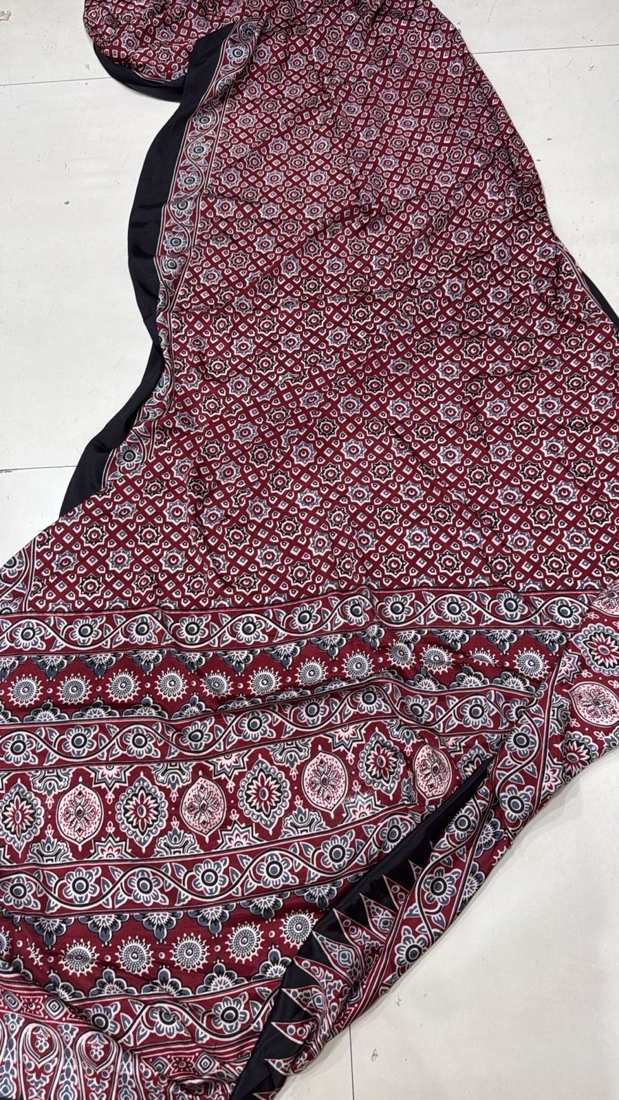 Ajrakh Printed Saree view 2