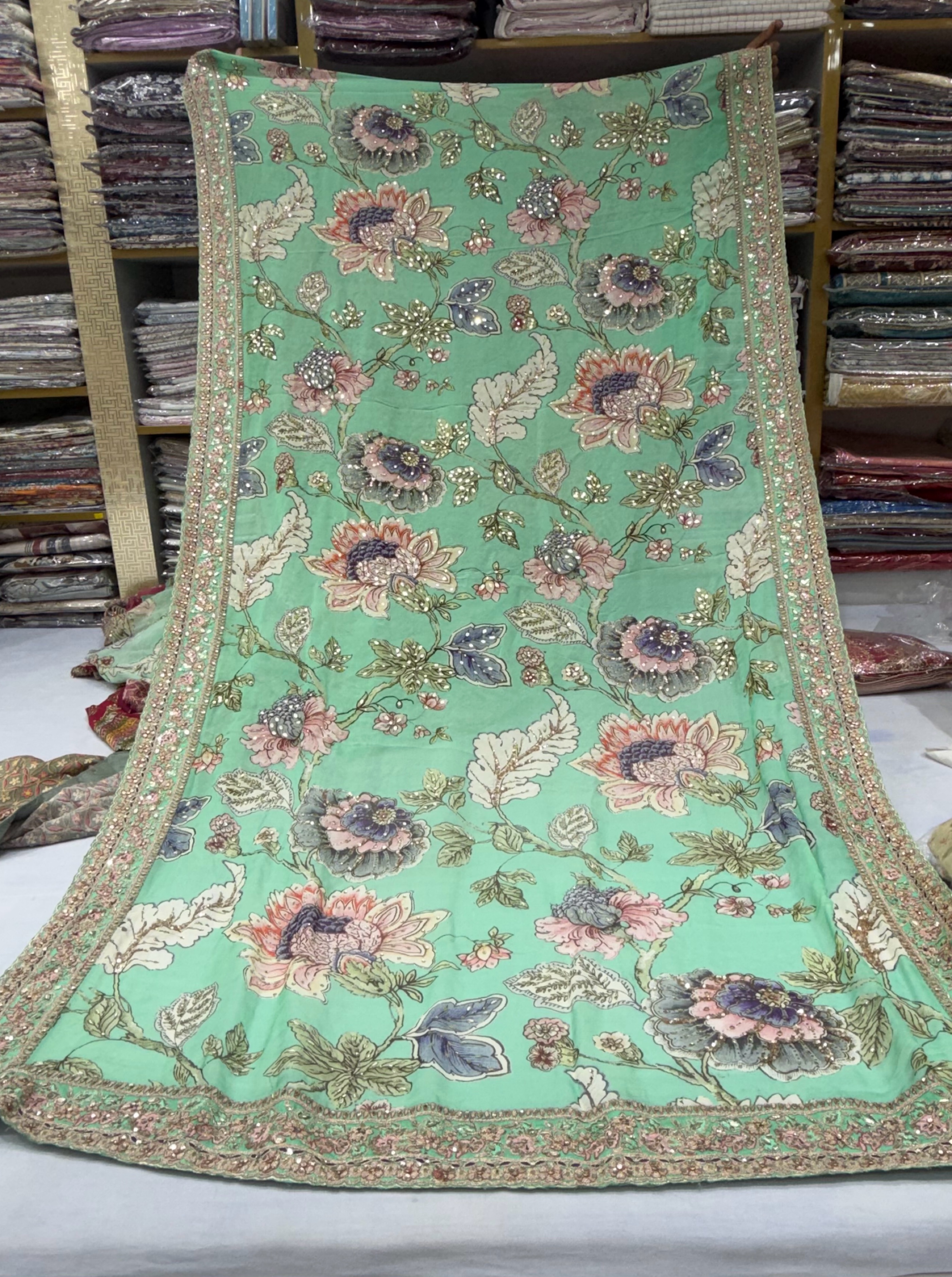 Floral Embroidered Saree view 2