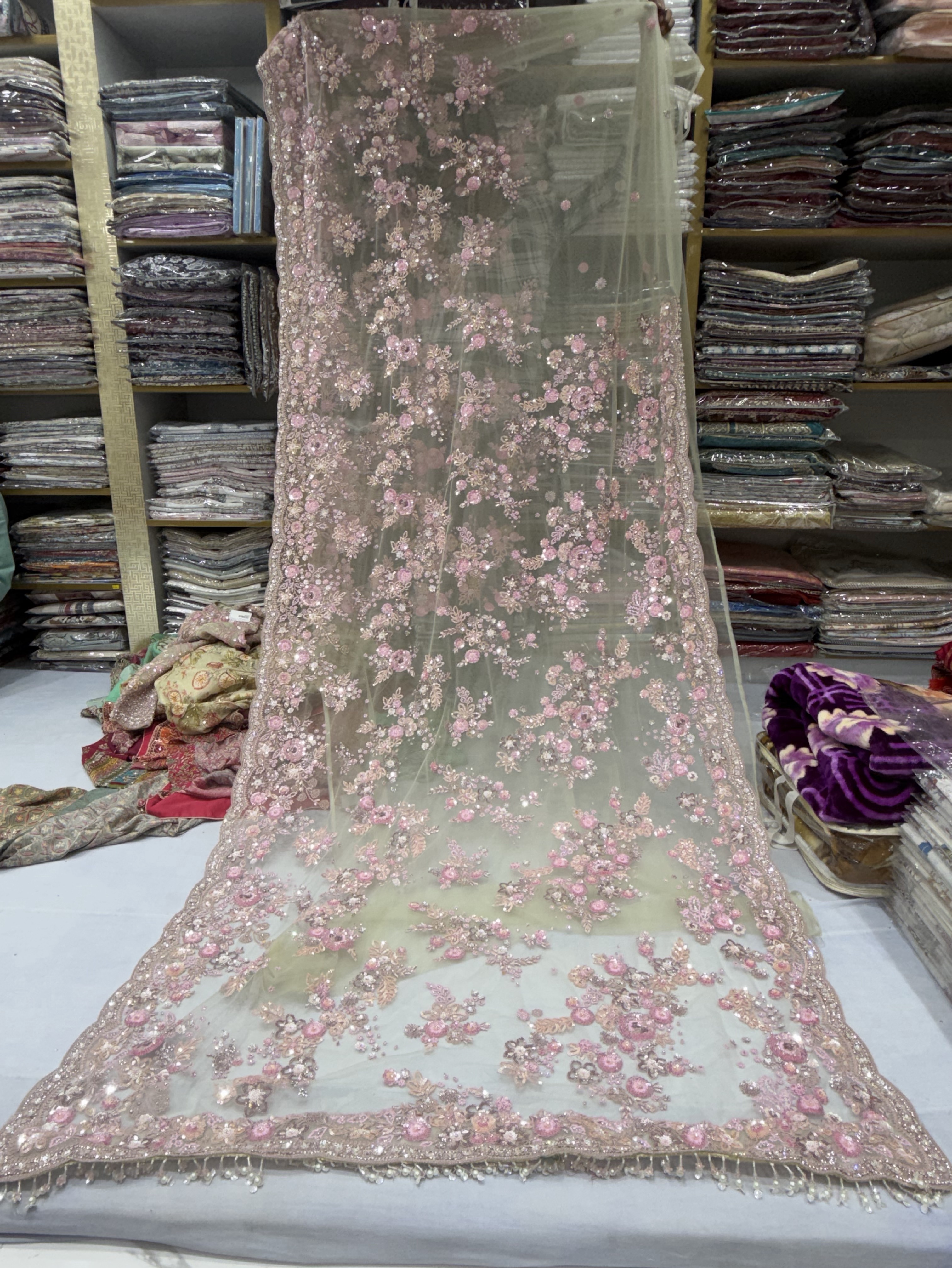 Embroidered Floral Net Fabric view 2