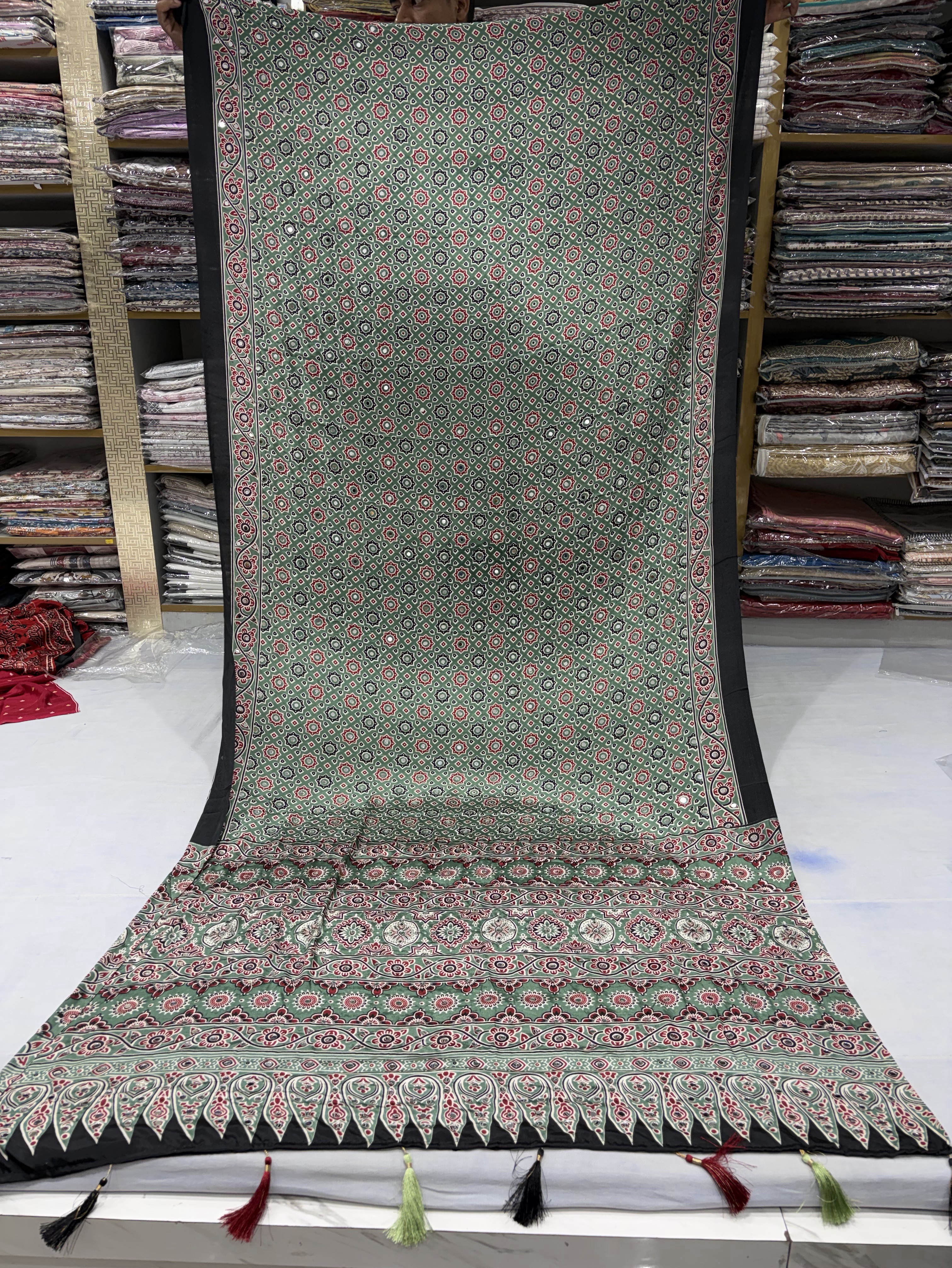 Ajrakh Printedd Saree view 2