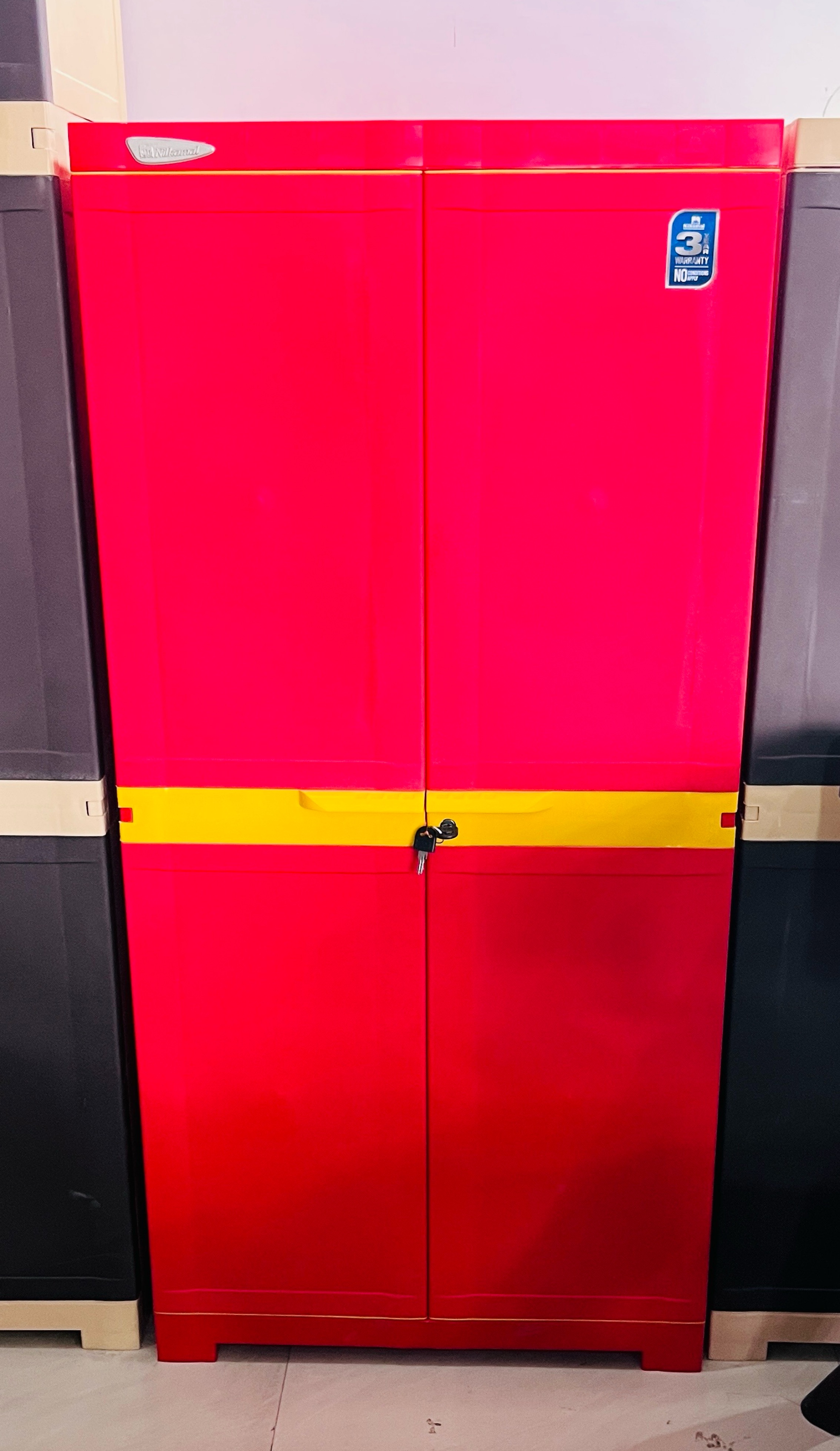 Nilkamal Red and Yellow Cabinet view 2