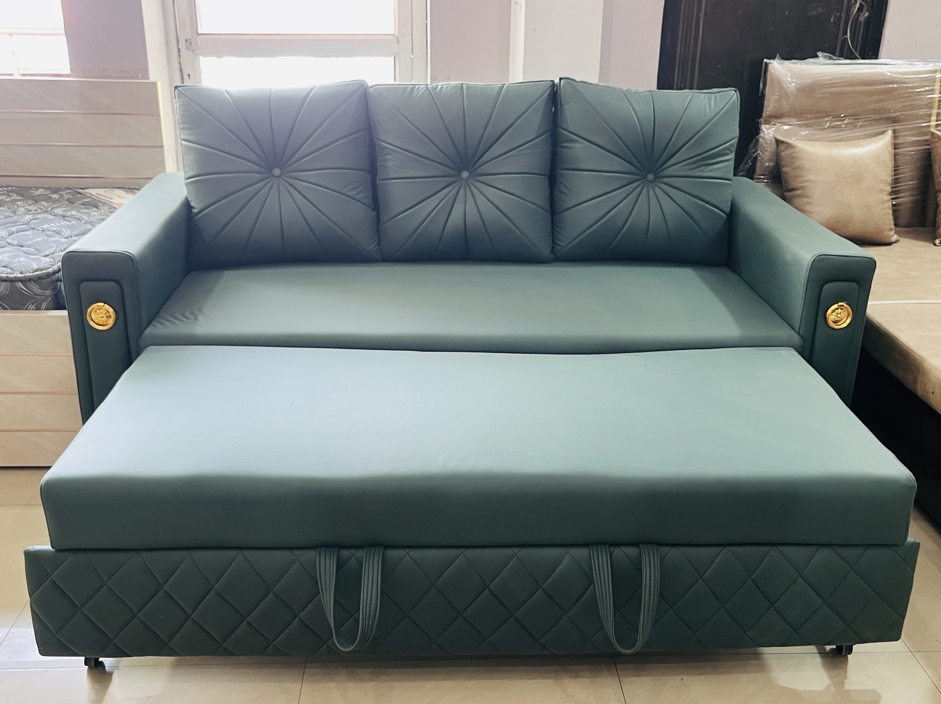 Luxurious Green Sofa Cum Bed view 2