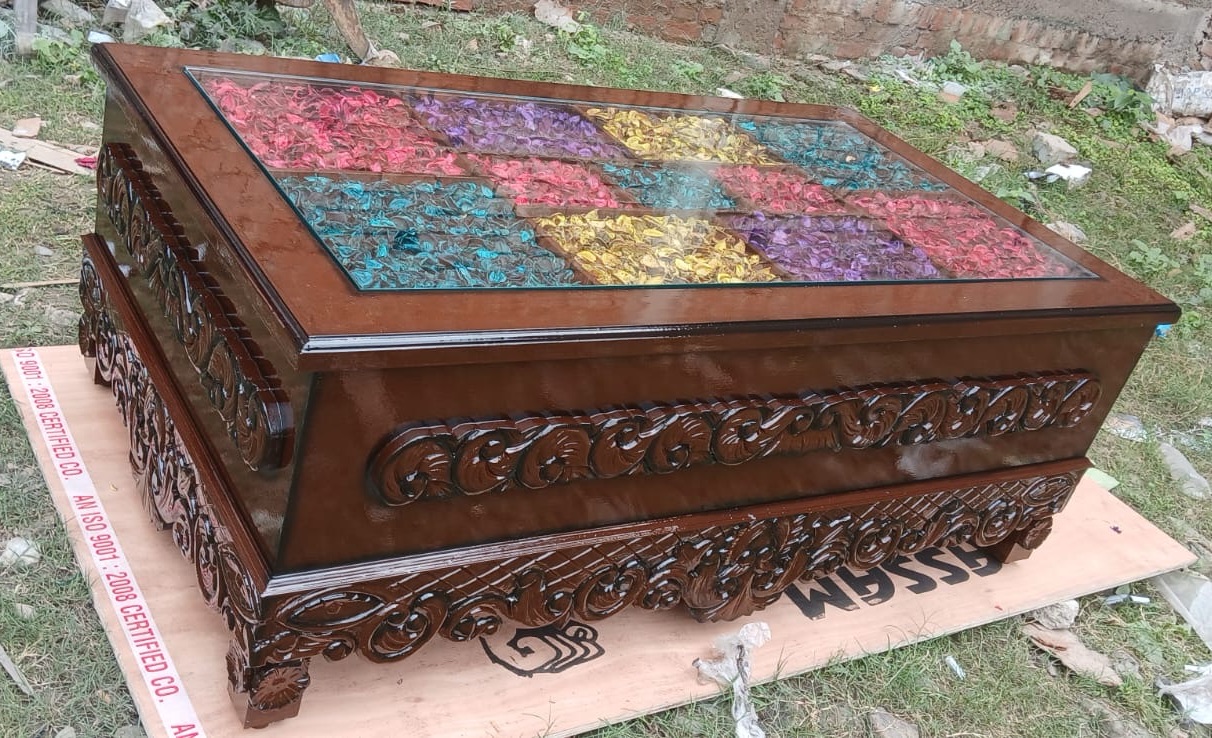 Intricately Carved Wooden Centre Table view 2
