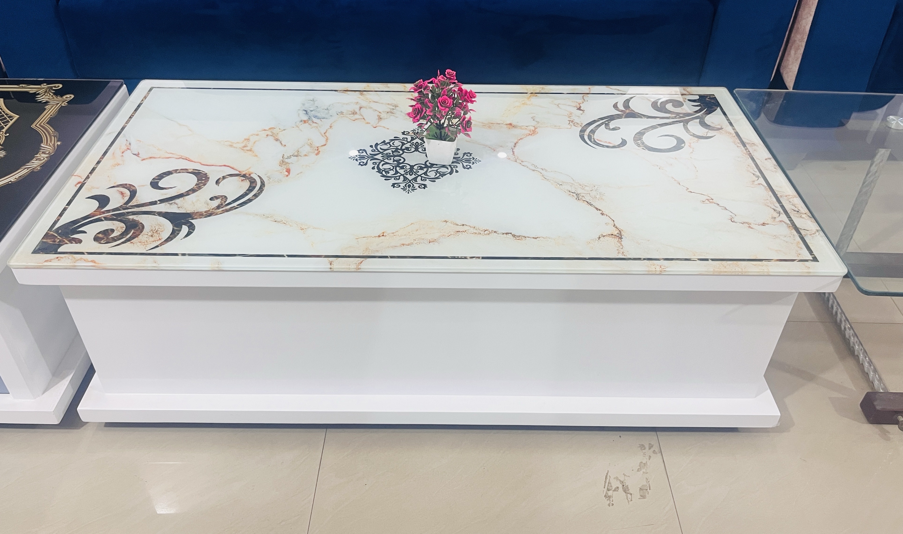 Printwd Glass Centre Table Wooden view 2