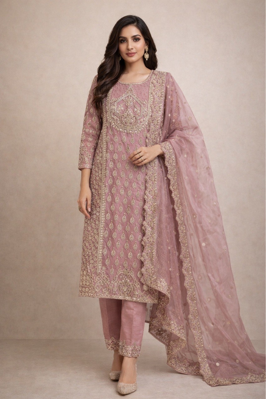 Embellished Pink Anarkali Suit