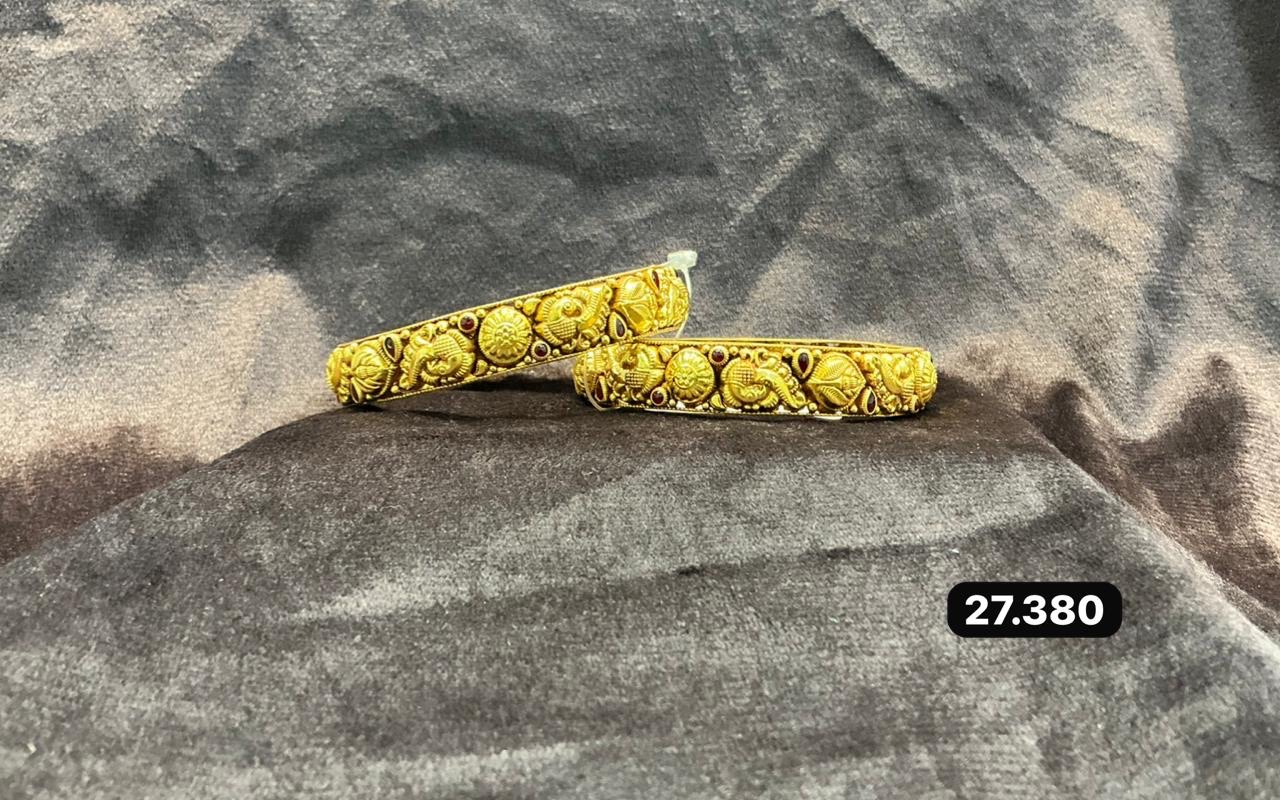 Gold Antique Bangles view 7