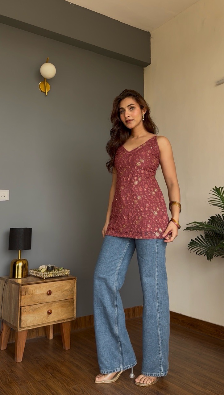 Floral Chikankari Corset Kurti- Pastel Pink view 2