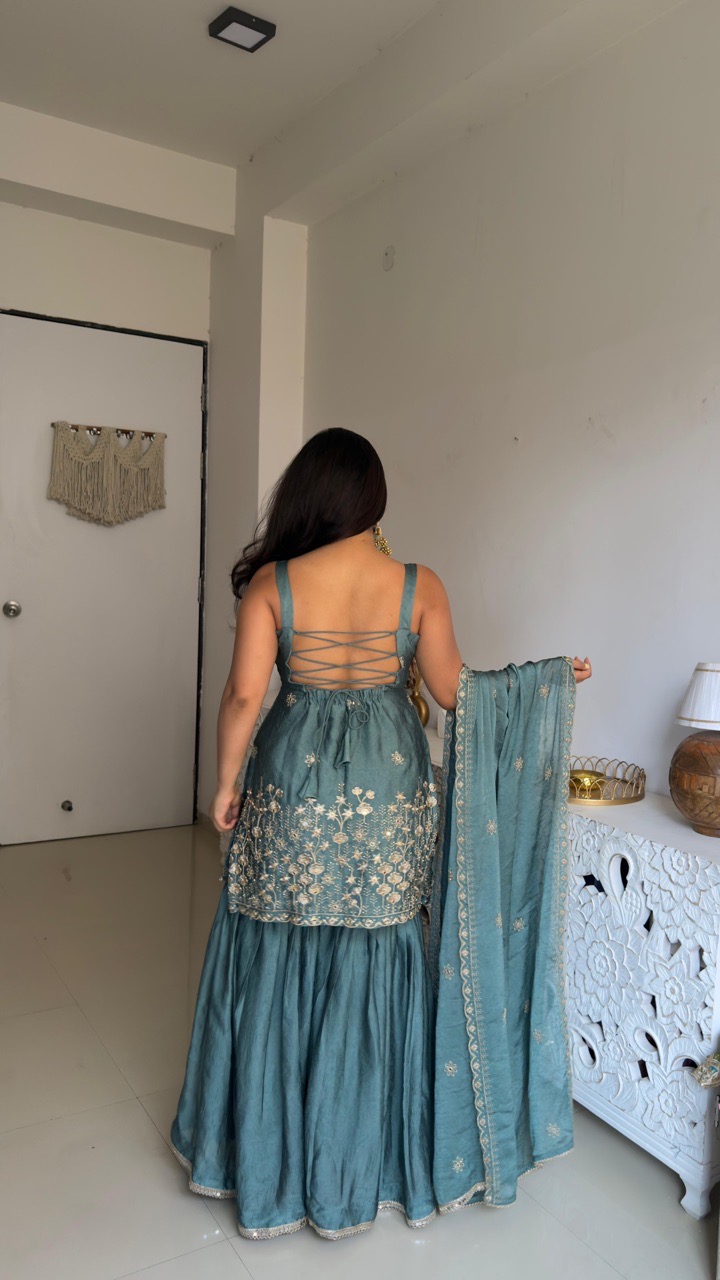 ‘Mehfil’ Sharara set- Grey view 2
