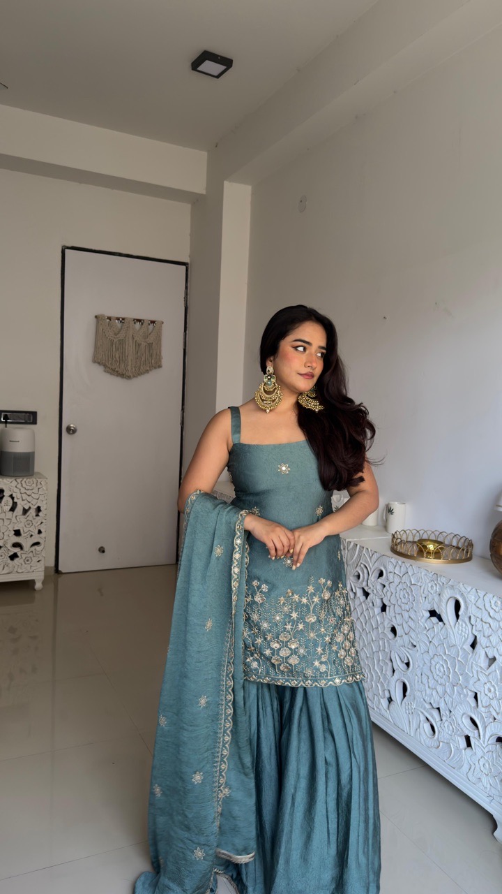 ‘Mehfil’ Sharara set- Grey view 3