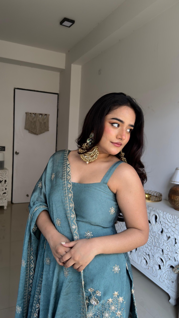 ‘Mehfil’ Sharara set- Grey view 5