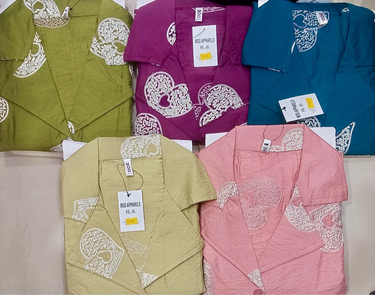 Heart Embroidery Button-Up Shirt view 3